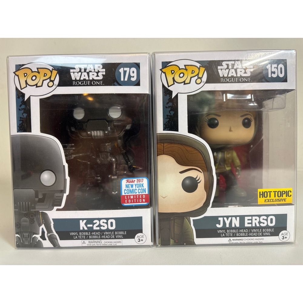 Star Wars Rogue One Funko Pop K-2SO NYCC 2017 & Jyn Erso Hot Topic Exclusive Lot